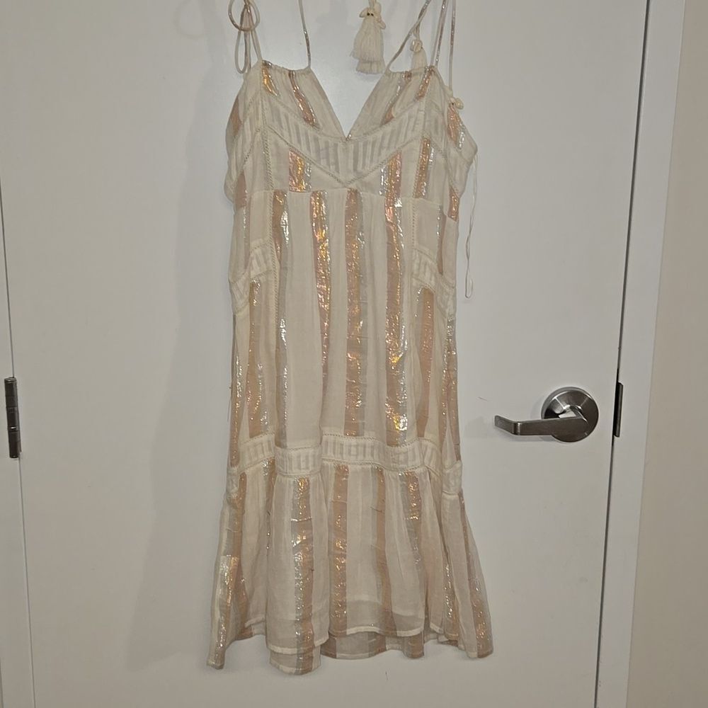NWT Anthropologie Mahila Shoulder-tie Seashells Pin-tuck Olivia Dress
